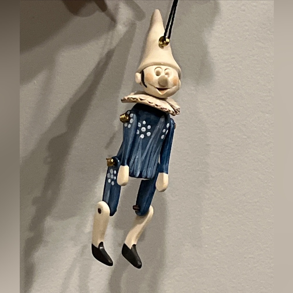 Laboratorio Pesaro I Pupi Jester Marionette? Blue Handmade Ceramic Miniature 4”